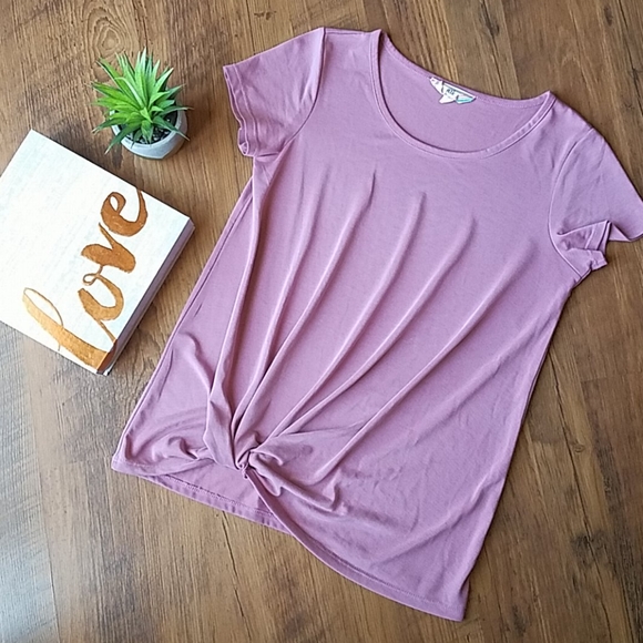 Pink Rose Tops - 💕 Pink Rose Short Sleeve Knotted Front Blouse